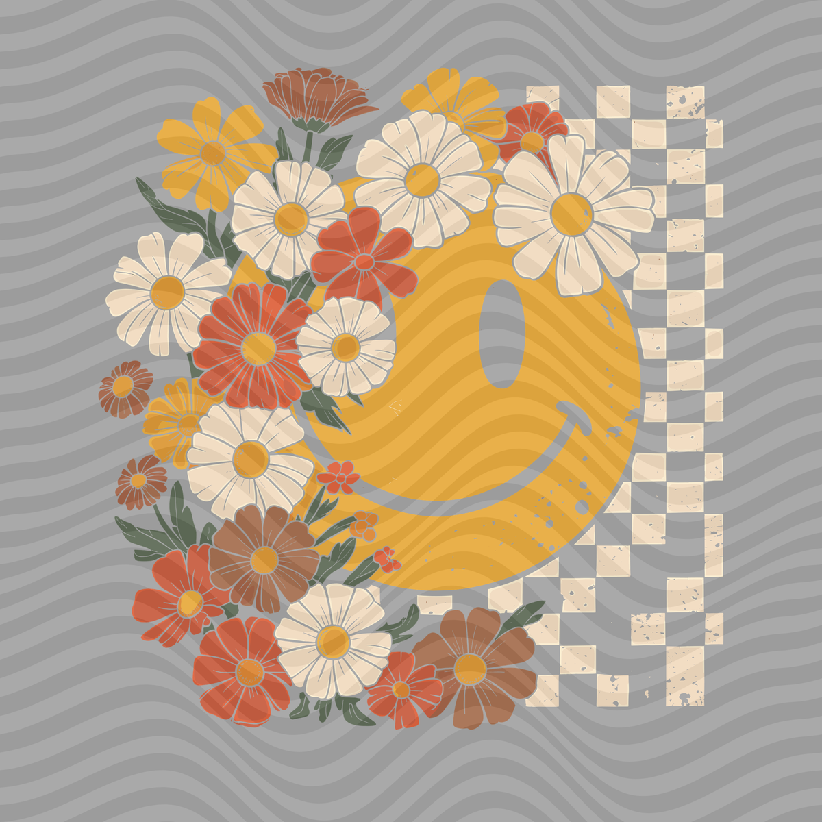 Fall Floral Smiley Face