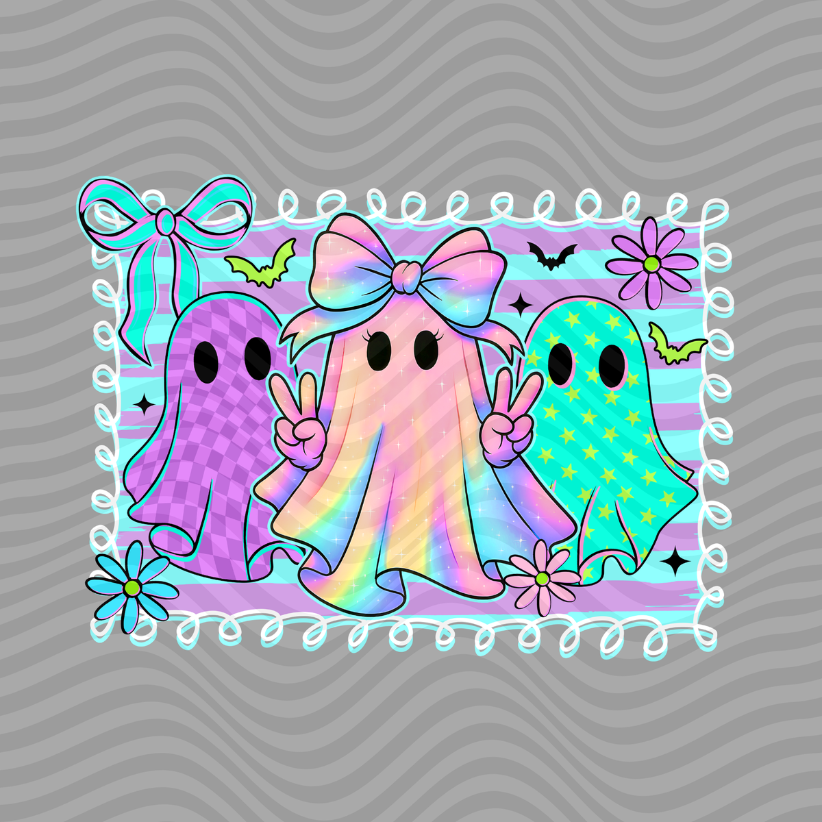 Rainbow Ghosts (White Outline)