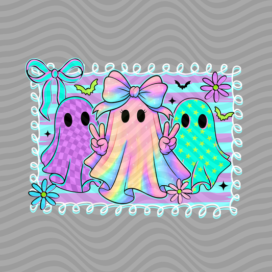Rainbow Ghosts (White Outline)