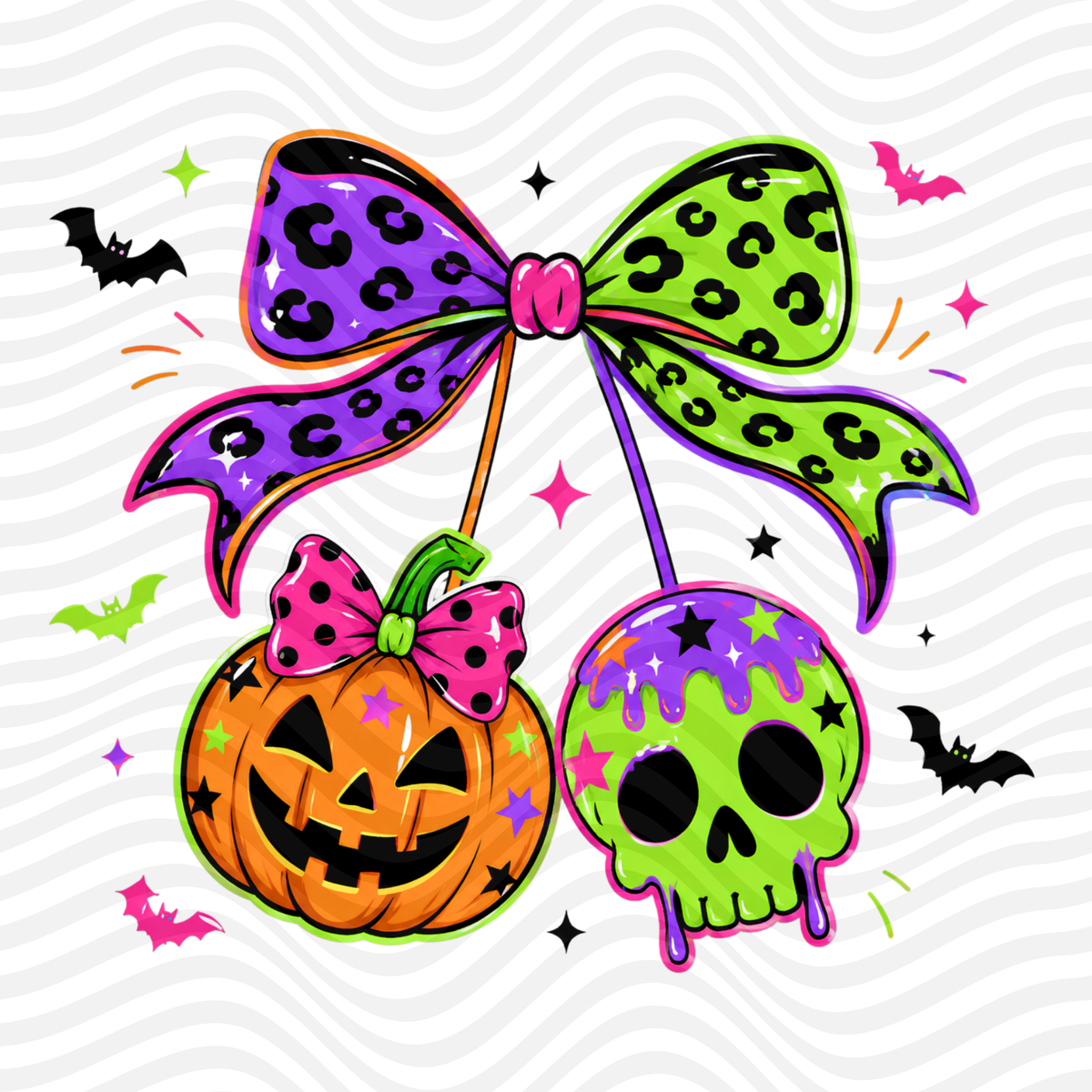 Neon Pumpkin & Skull