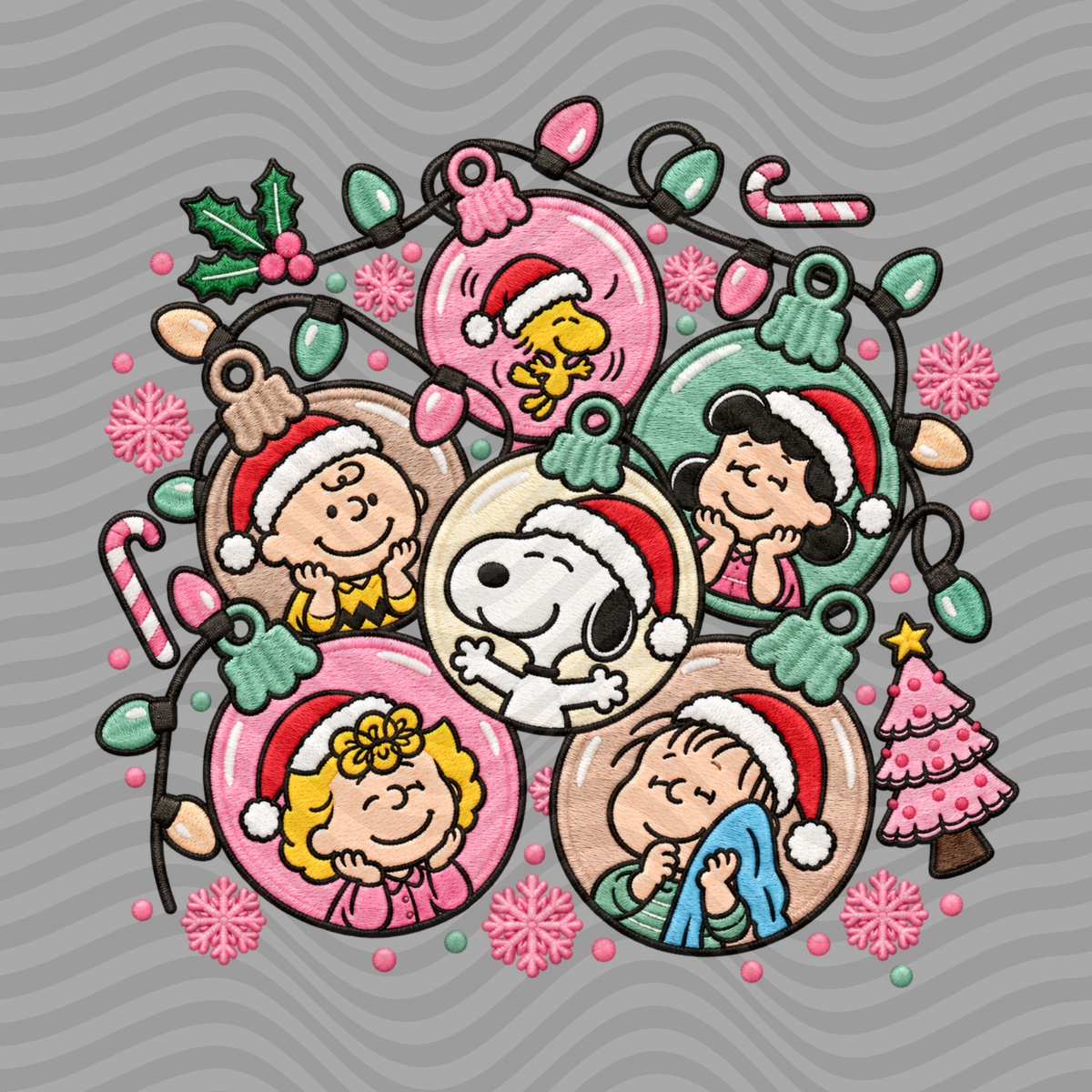 Pink Peanuts Christmas (Faux)