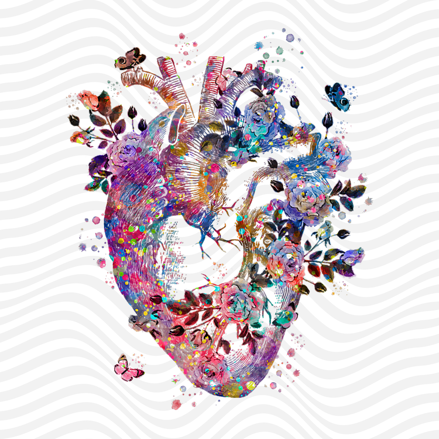 Floral Anatomical Human Heart