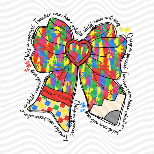 Autism Awareness Pencil Bow