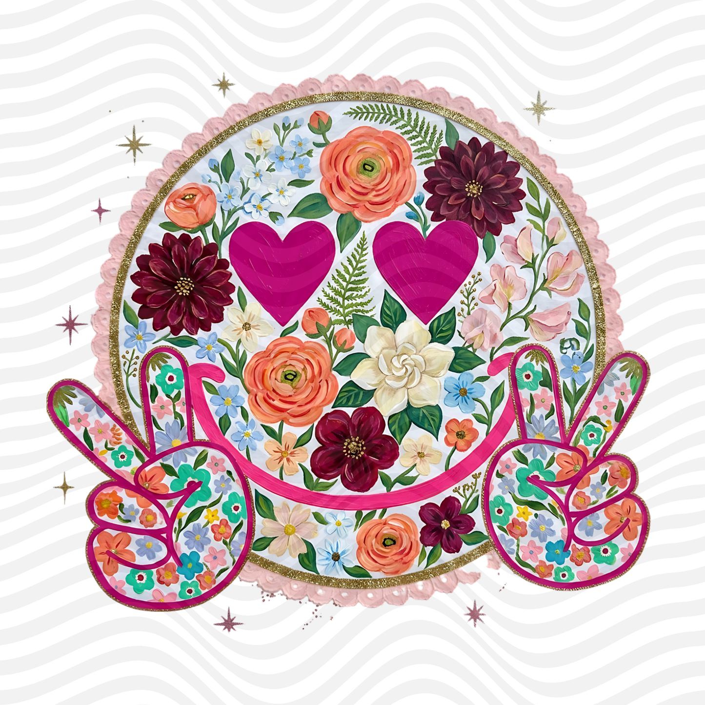 Floral Peace Smiley Face