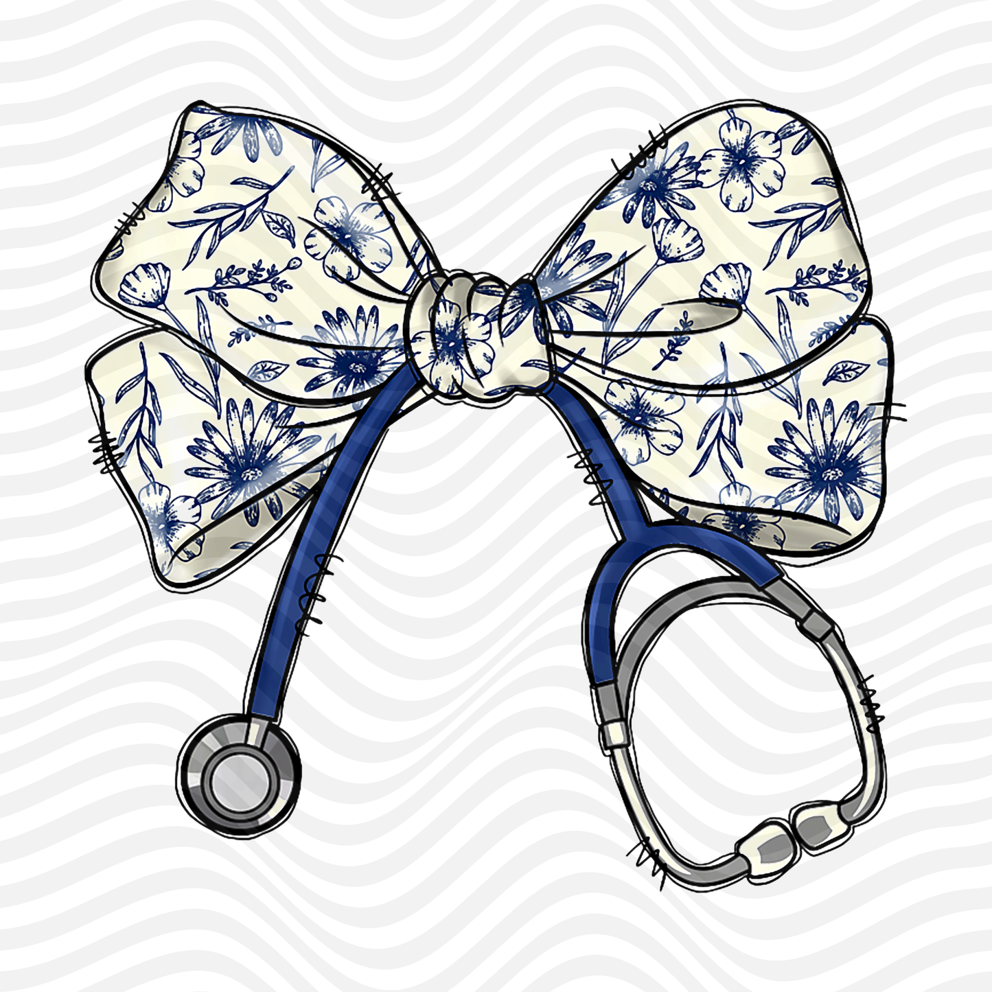Stethoscope (Blue Foral)